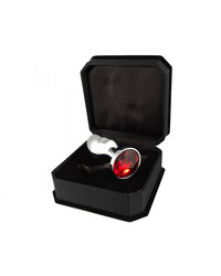 Edelstahl-Buttplug mit schwarzem Kristall (75g)